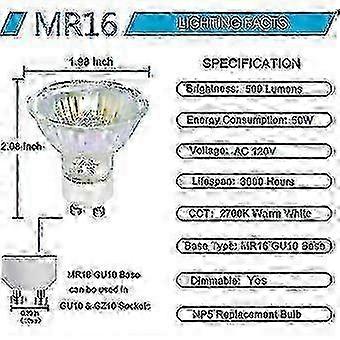 z Gu10 6 Pack Halogen Bulb Gu10 220v 50w Dimmable Gu10 Light Bulb With Long Lasting Lifespan Gu10 Base Bulb
