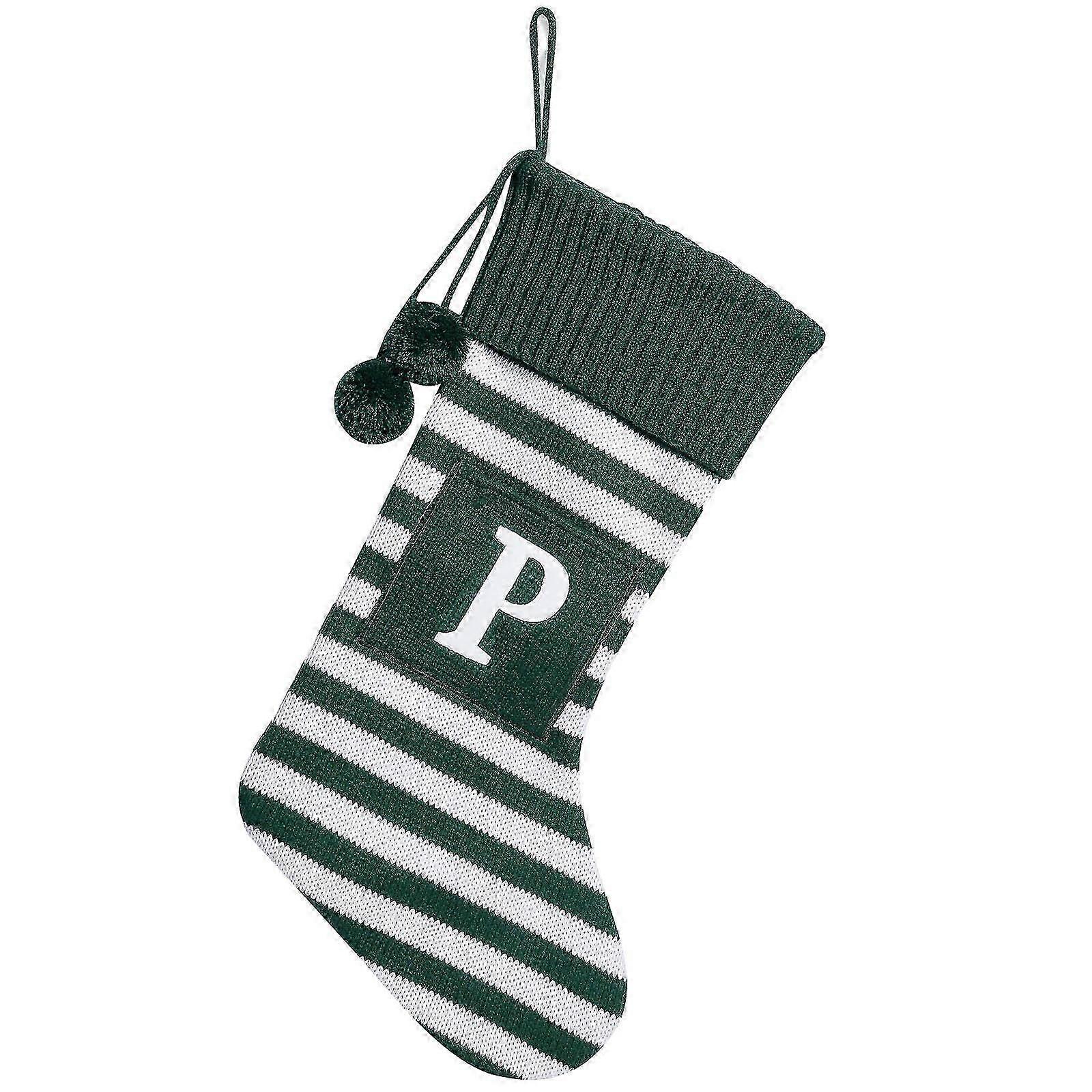 Holiday tree decorations with cute striped pattern and letters