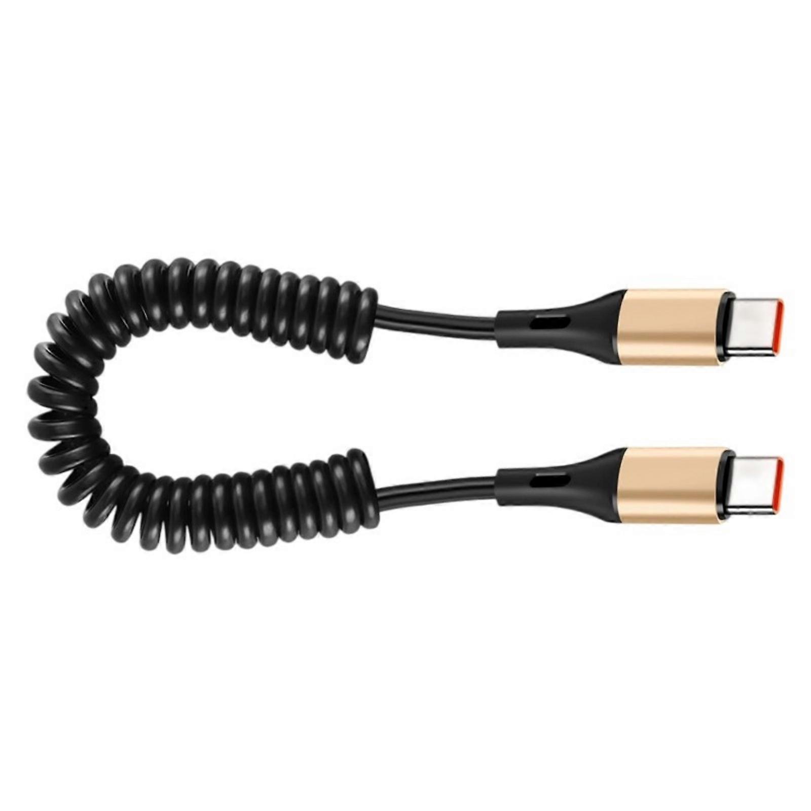 240W Super Fast Charging Cable Double USB C Spring Design High Strength Charging Cord Wire For Multiple Devices Black Multicolor