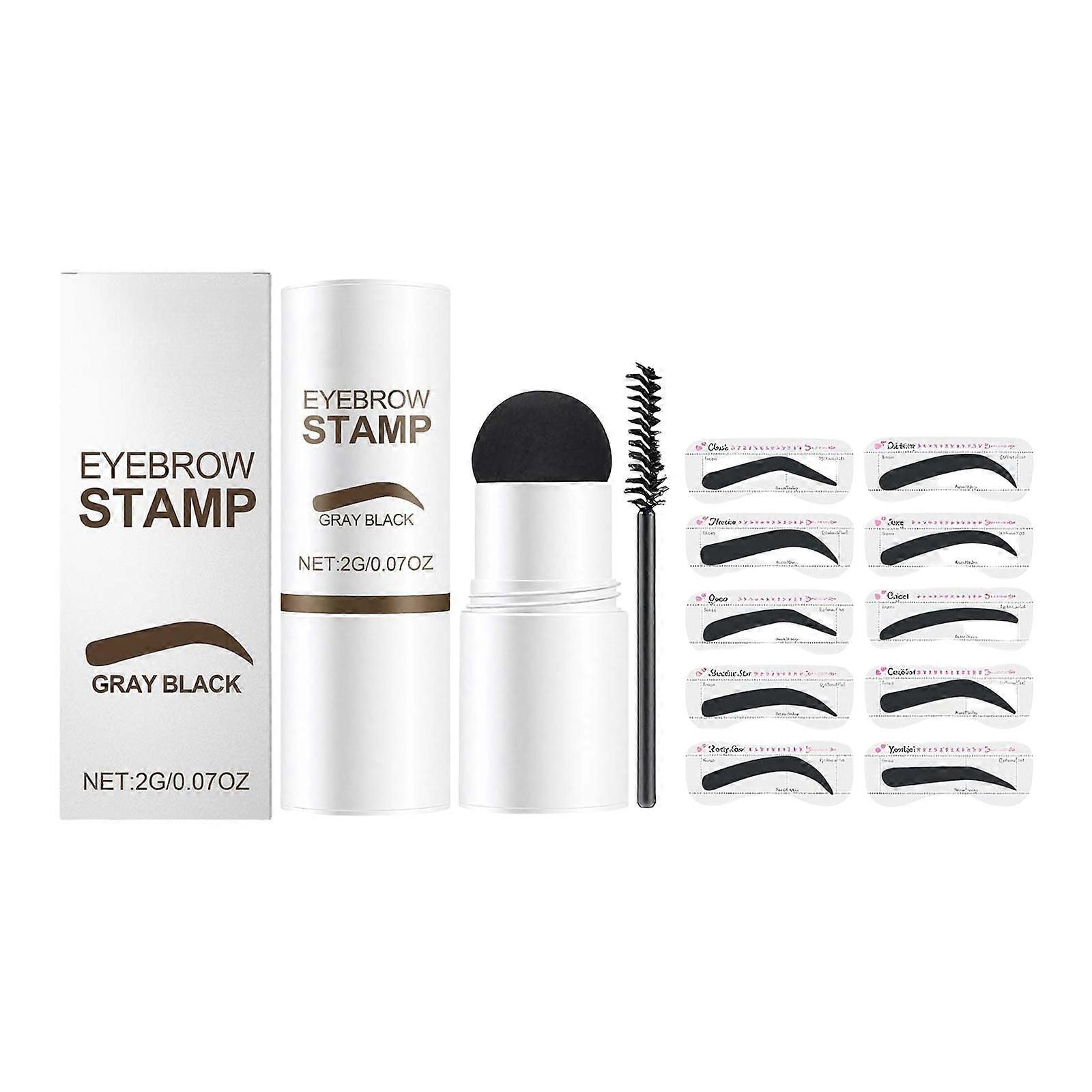 Grey Black Eyebrow Seal Kit, Natural-Looking Smudge-Proof Stencil Set, Easy Use Long-Lasting Shaping Tool for Beginners, Daily & Party Makeup