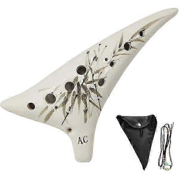 Ocarina alto C 12 trous avec notes, cordon, étui.