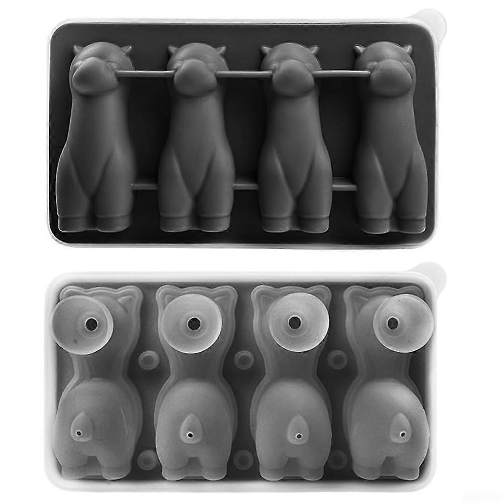Ice Cube Tray with Lid and Funnel for Fun Drinks and Party Beverage Decoration (Black)