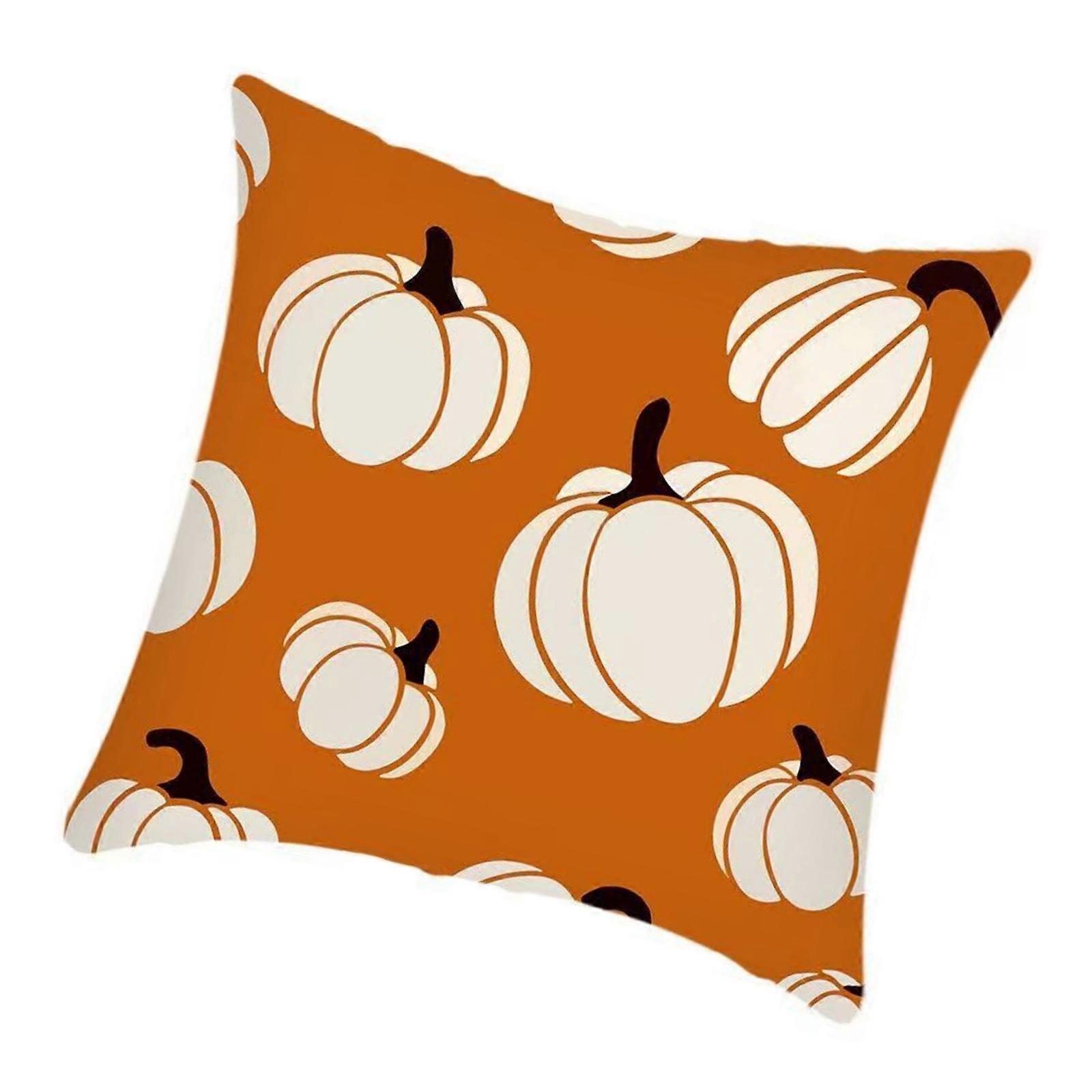 Autumn Themed Pillow Cover Pumpkin Pattern Soft Durable Polyester Machine Washable Decorative Pillow Case For Home Office Multicolor