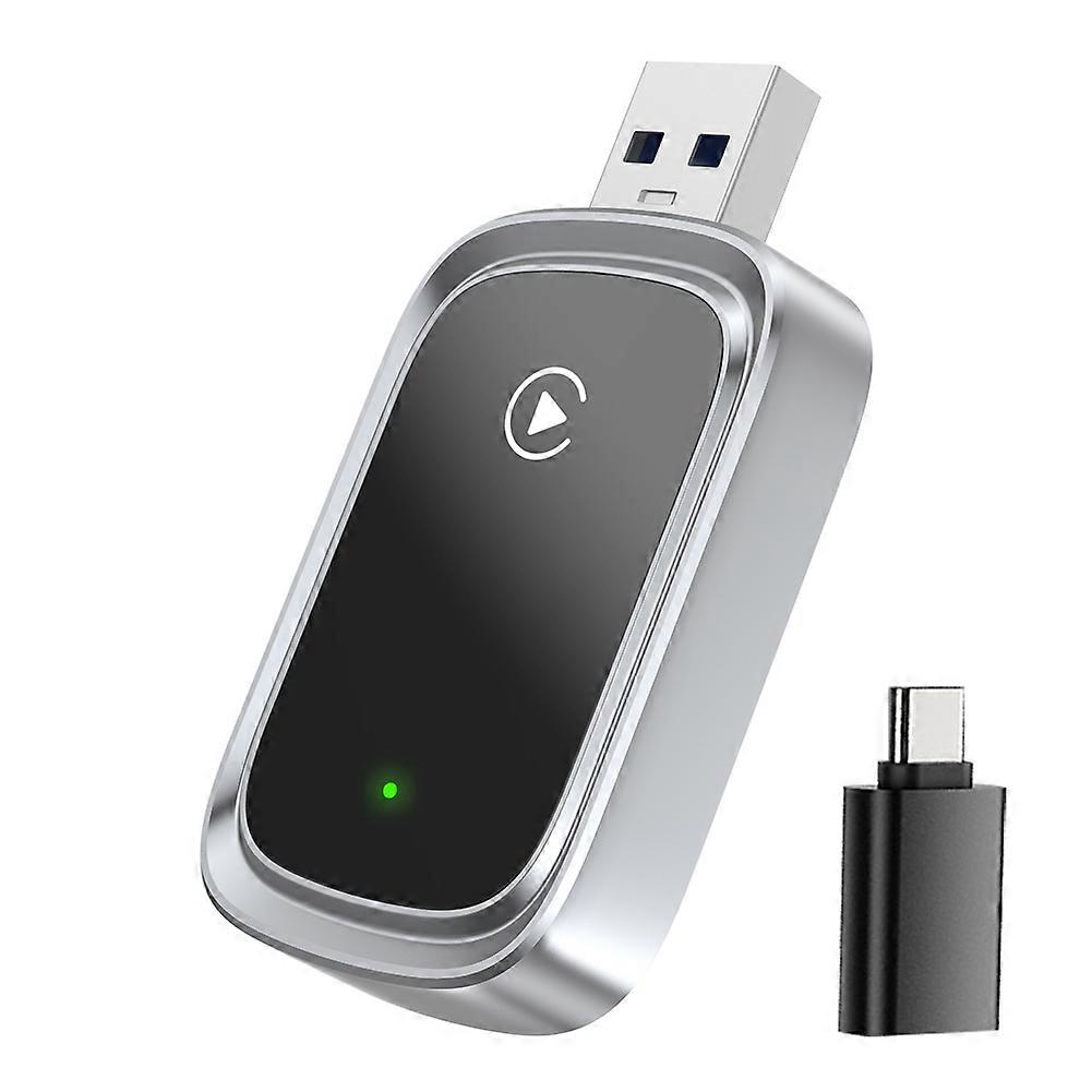 2in1 Wireless Carplay Adapter Android AUTO Smart AI Box Voice Control WiFi & Bluetooth Wired CarPlay to Wireless Carplay