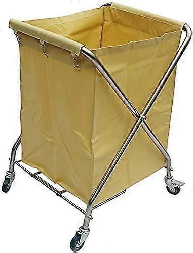 Laundry Trolley Cart on Wheels with Folding Basket and Handle for Hotel Linen and Home Use