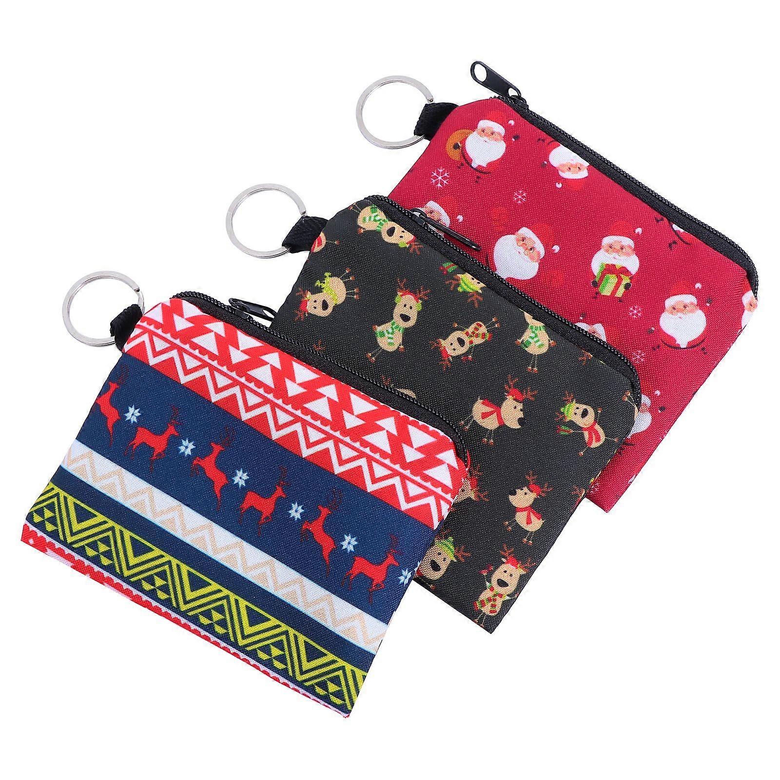 Zipper Money Pouch Small Rectangular Coin Purse Assorted Color Metal Material 3Pack