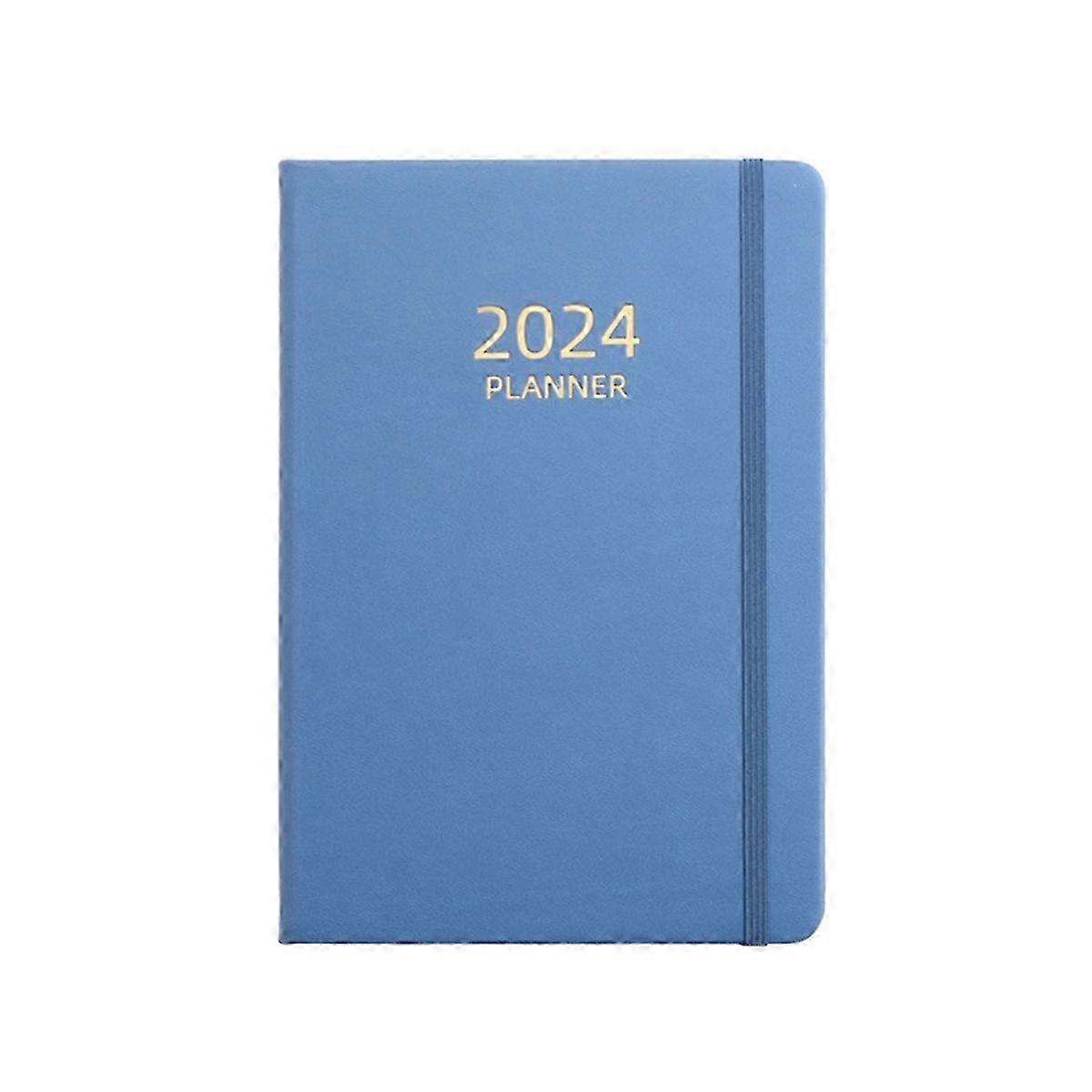 2024 A5 English Schedule Planner Elastic Band Notebook Blue