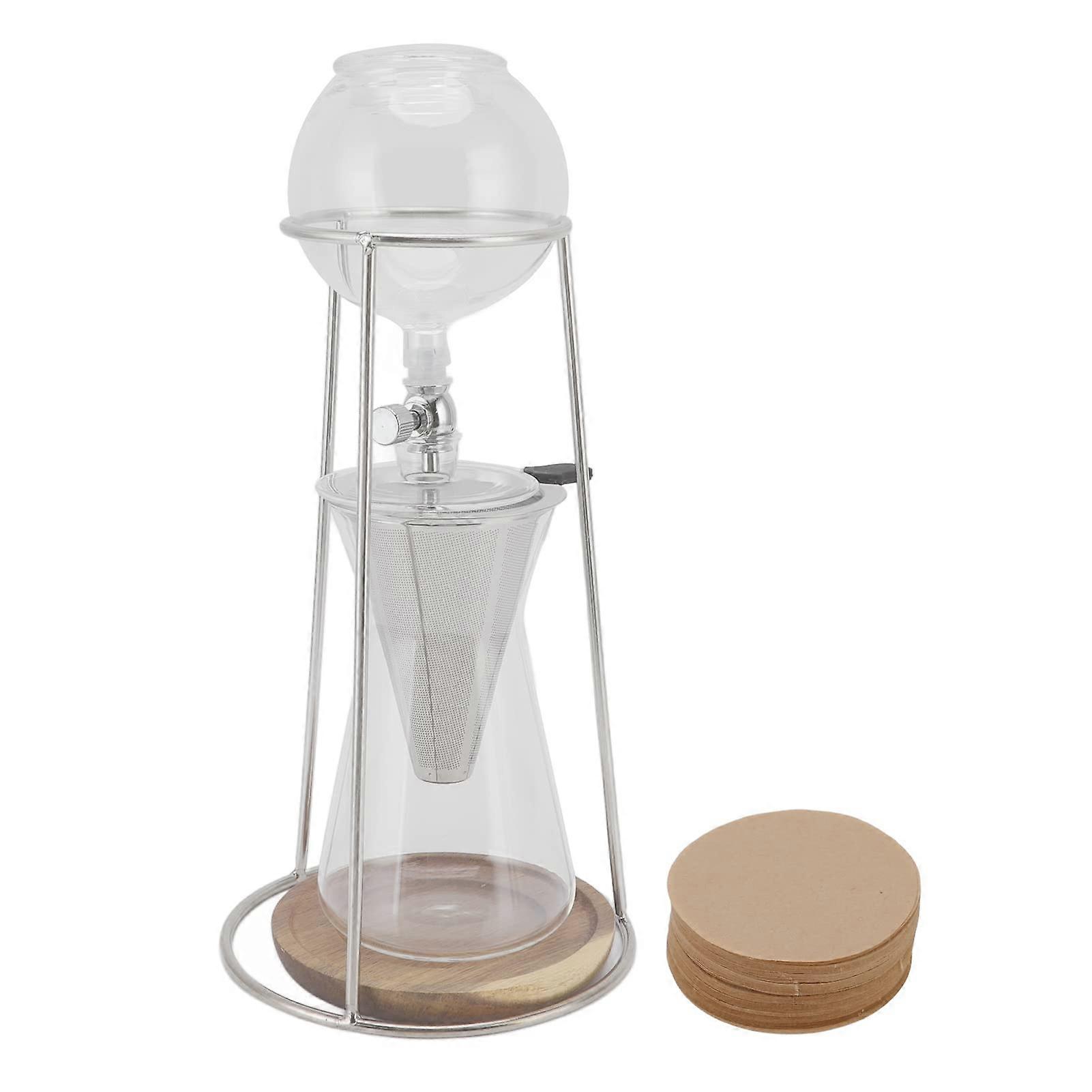 Cold Brew Drip Coffee Maker 600ml with Glass Strainer Adjustable Valve for Home Kitchen Cafe