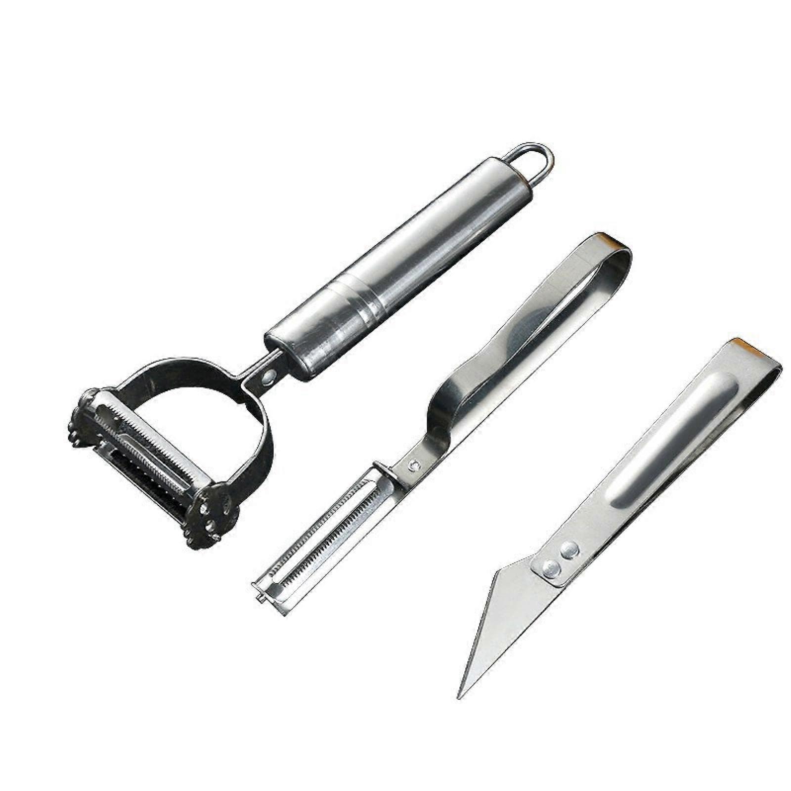 Kitchen Tool Set with Multifunction Vegetable Peeler, Paring Knife and Scraper Clamp, 3 Piece