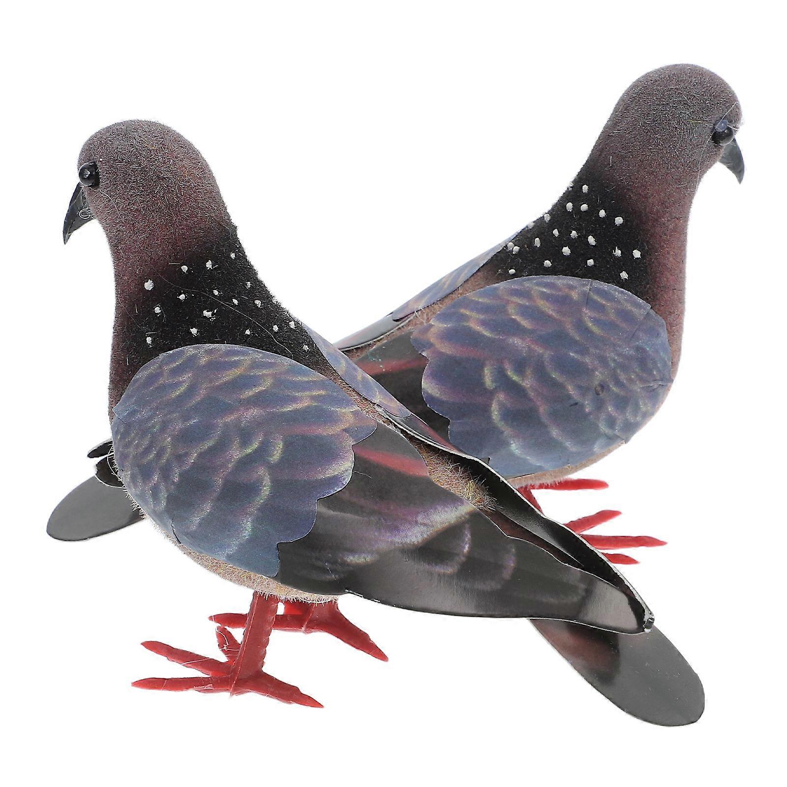 Artificial Bird Foam Pigeon Model for Garden Decor 2Pcs Realistic Design