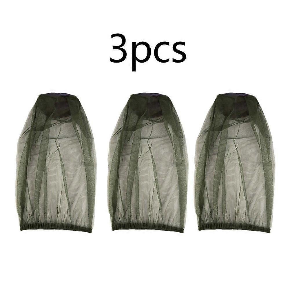 3Pack Mosquito Head Net Hat Sun Bee Insect Bug Protection Hidden Mesh Cap
