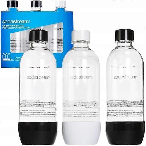Bottles - Sodastream - Set of 3 x 1L - Compatible with Jet, Cool, Terra, Spirit, Fizzi - Reusable