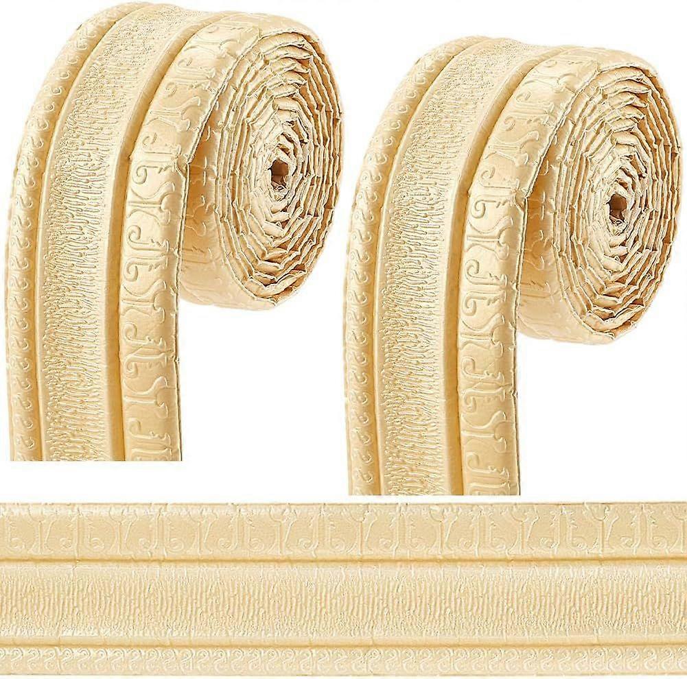 2 Rolls 91x3 Inch Navajo White 3D Wall Edging Foam Flexible Wallpaper Border Molding Peel and Stick Mirror Edging Frame Lines Wall Base Ceiling Basebo