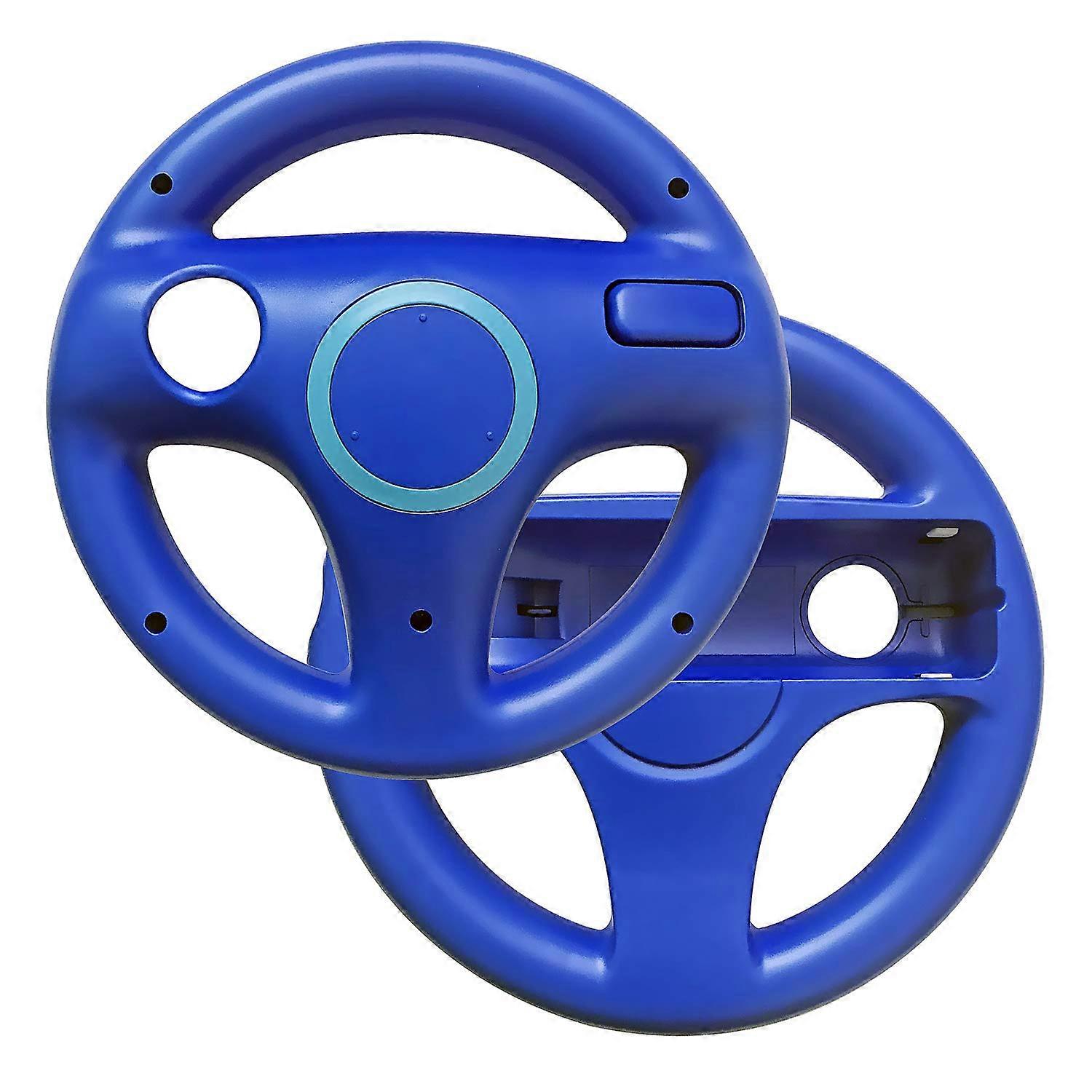 Blue Steering Wheel 2 Pack for Wii and Wii U with Ergonomic Grip and Realistic Racing Experience