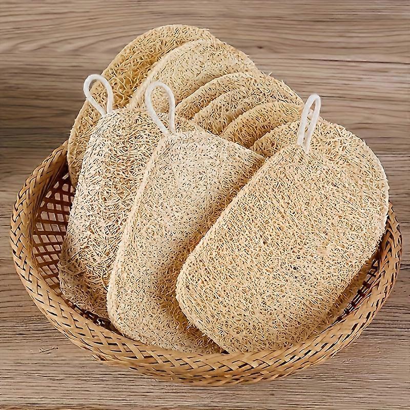 6pcs Natural Loofah Exfoliating Sponges - Gentle Body Scrubber for Shower & Bath, Bamboo Fiber Cleaning Pads
