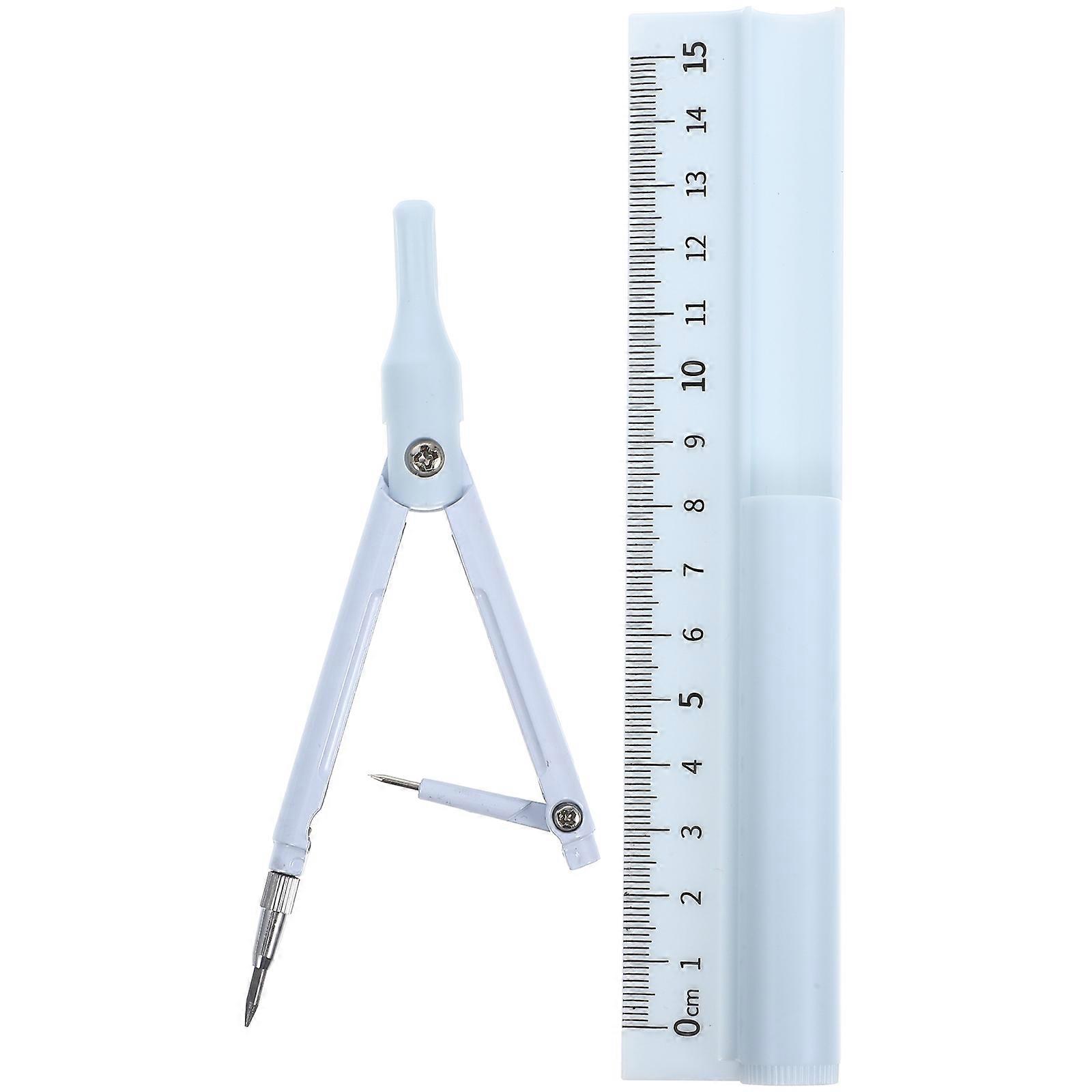 Compass Drawing Multi-Function Compass Pen Ruler Set for School Activities Blue