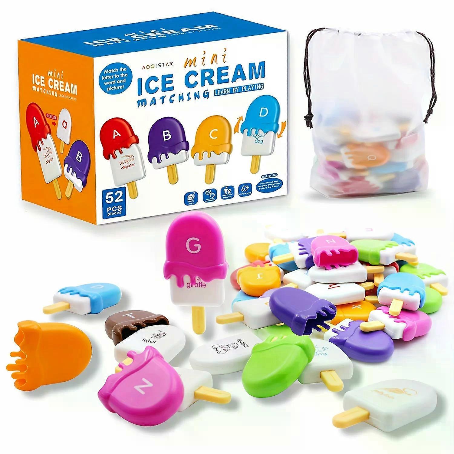Alphabet Matching Toys 26 Uppercase Lowercase Letter Fine Motor Skills Development Educational for Youngster Mini ICE Cream