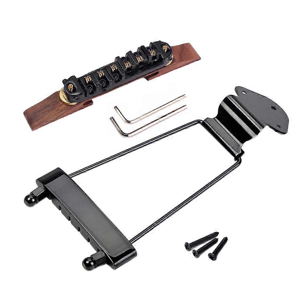 Jazz Guitar Bridge for 18 Strings Adjustable Tailpiece Black Metal