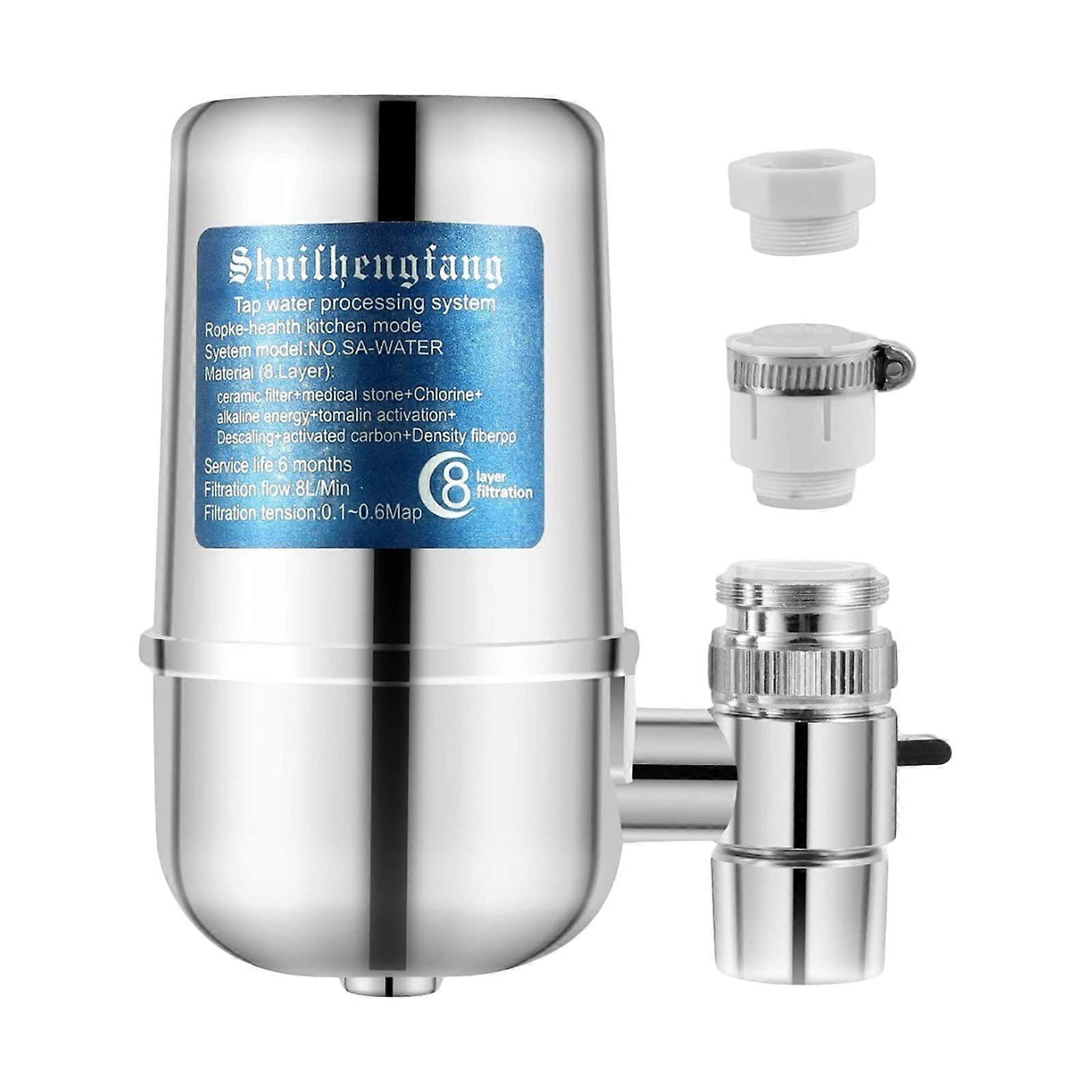 Faucet Purifier Water Filter with 8-Layer Cartridge Dual Output Filtration System Reduces Fluoride and Chlorine for Home Use