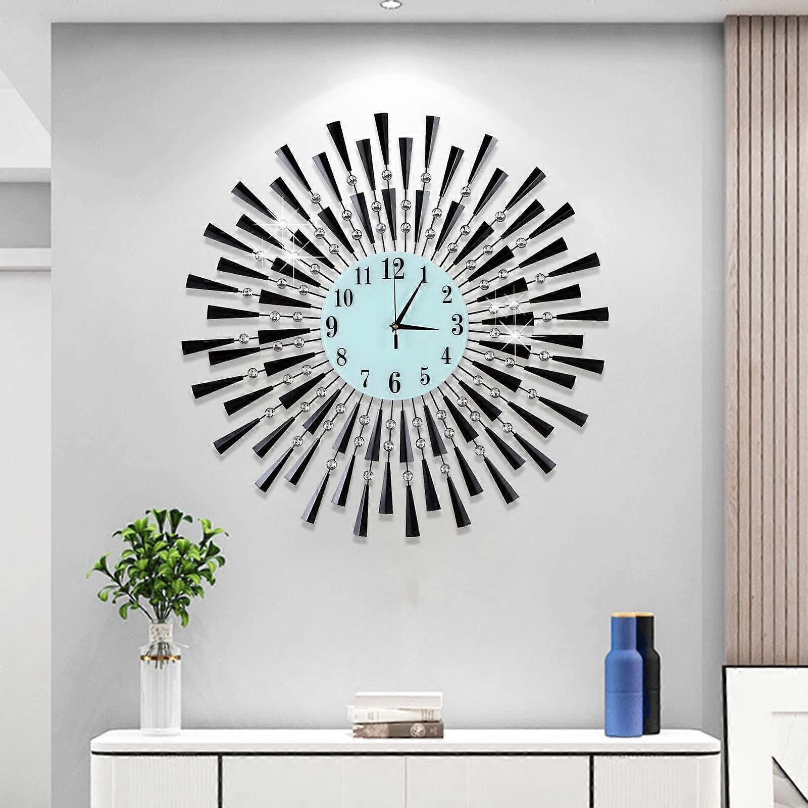 Large Wall Clock with Silent Quartz Movement, Modern Metal Design and EasyRead Numerals, Black 28'