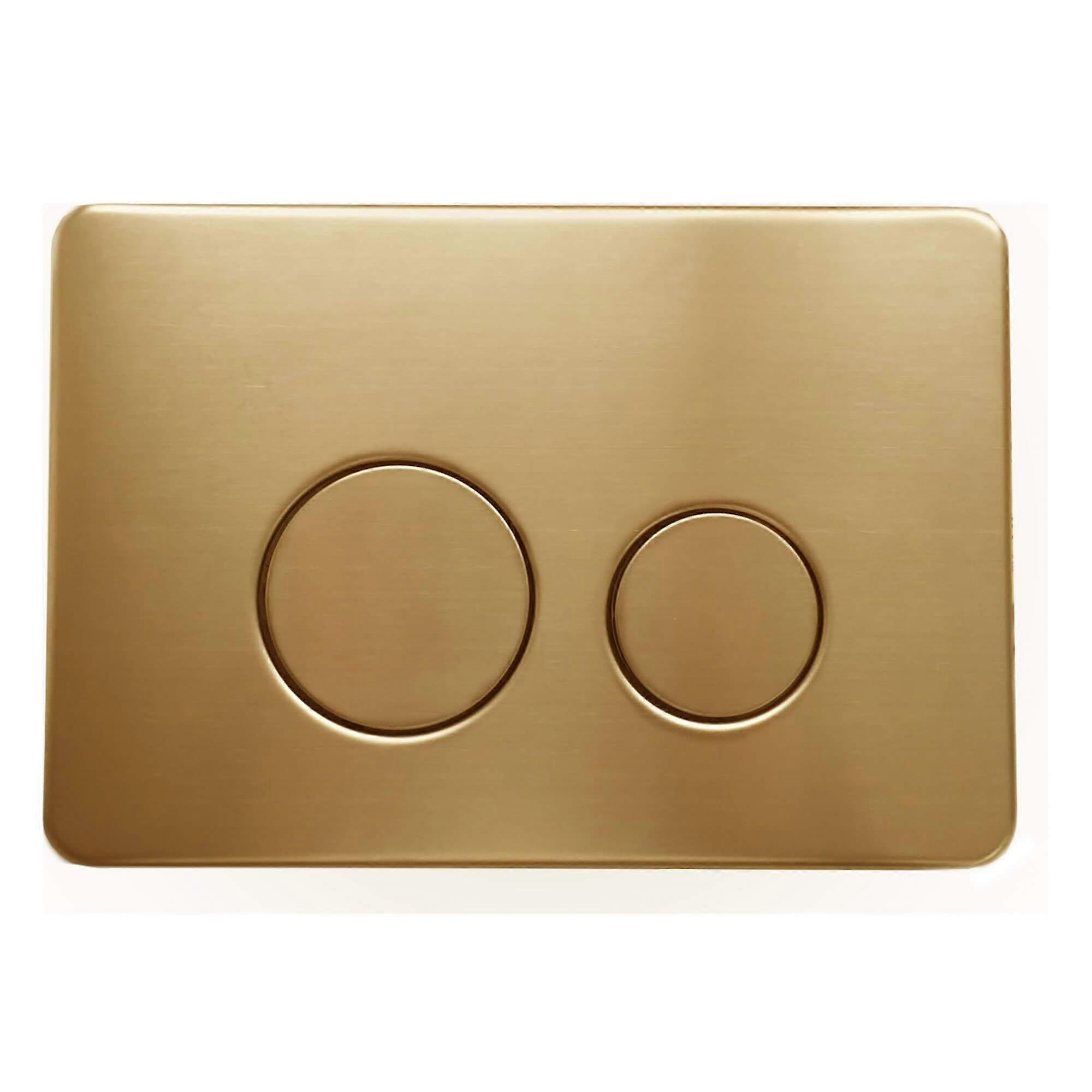 Satin Brass Flush Plate with Round Concealed Cistern Toilet Push Button, Durable Metal Construction