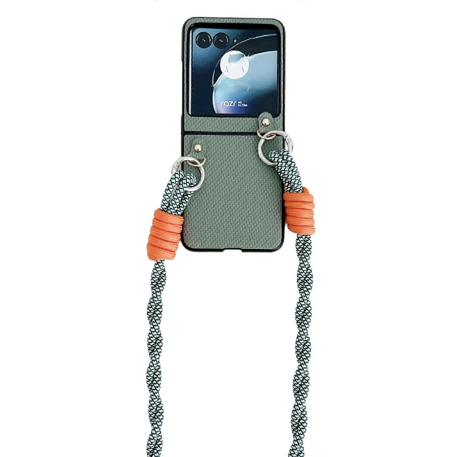 Woven Texture Phone Case With Lanyard