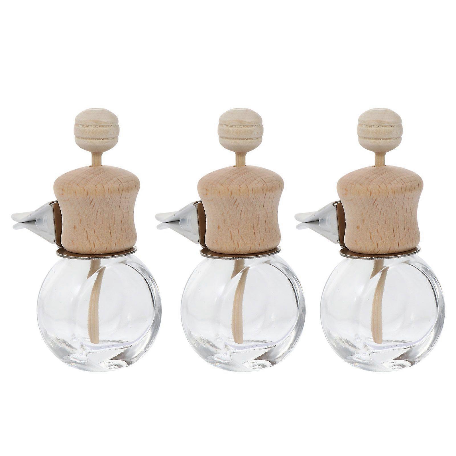 3Pcs Air Vent Essential Oil Diffuser Wooden Lid Rotatable Perfume Containers