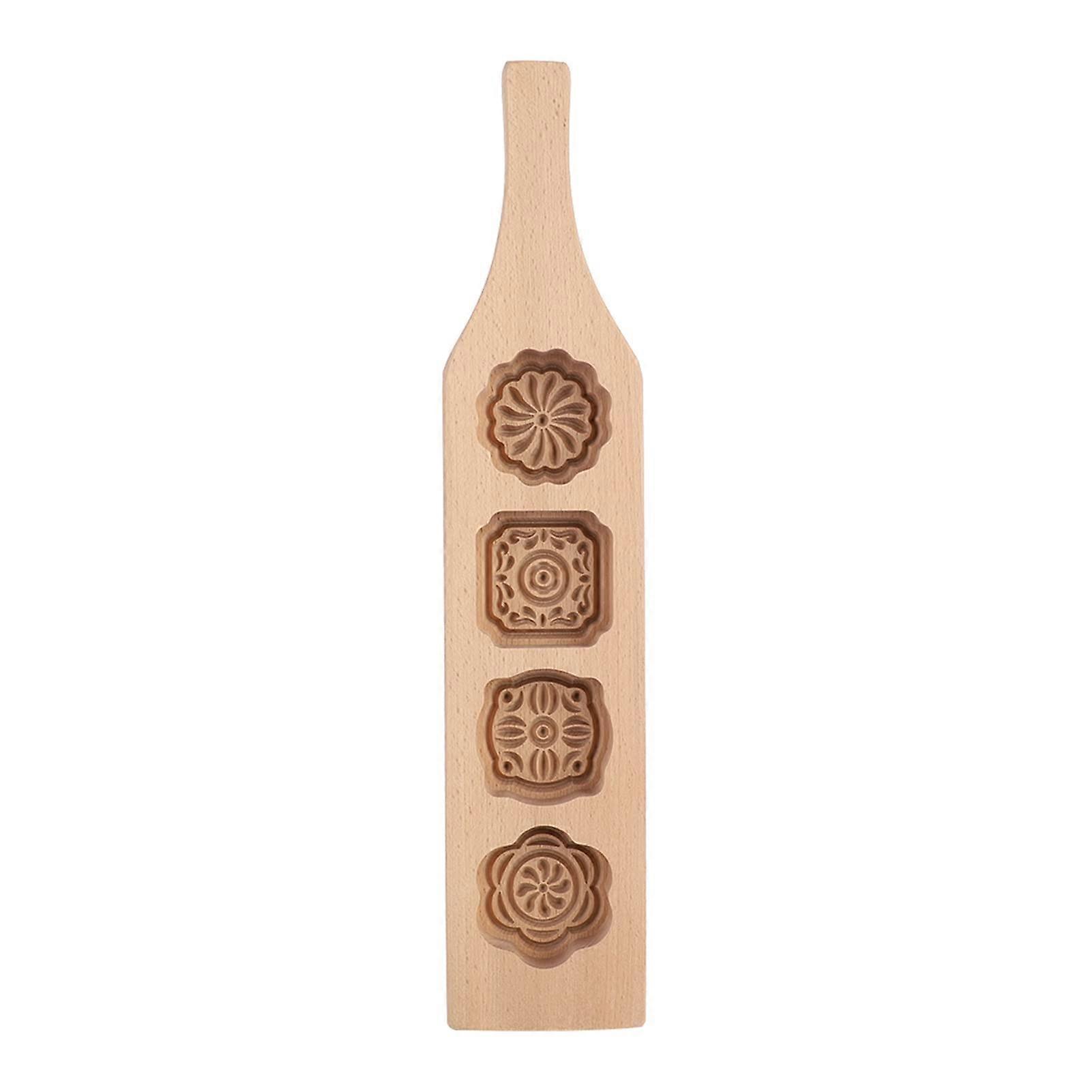 Handcrafted Wooden Mooncake Mold with Natural Nonstick Surface for Pastry Cookie Biscuit Type 1