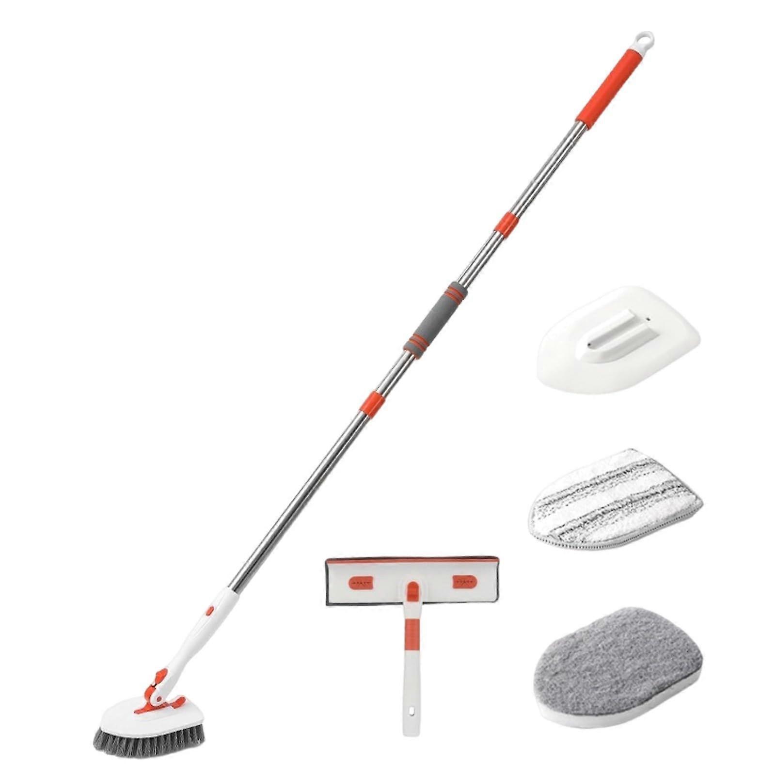 Cleaning Brush with 52 Inch Adjustable Long Handle, Rotating Head for Floor, Tile, Bathroom, Kitchen