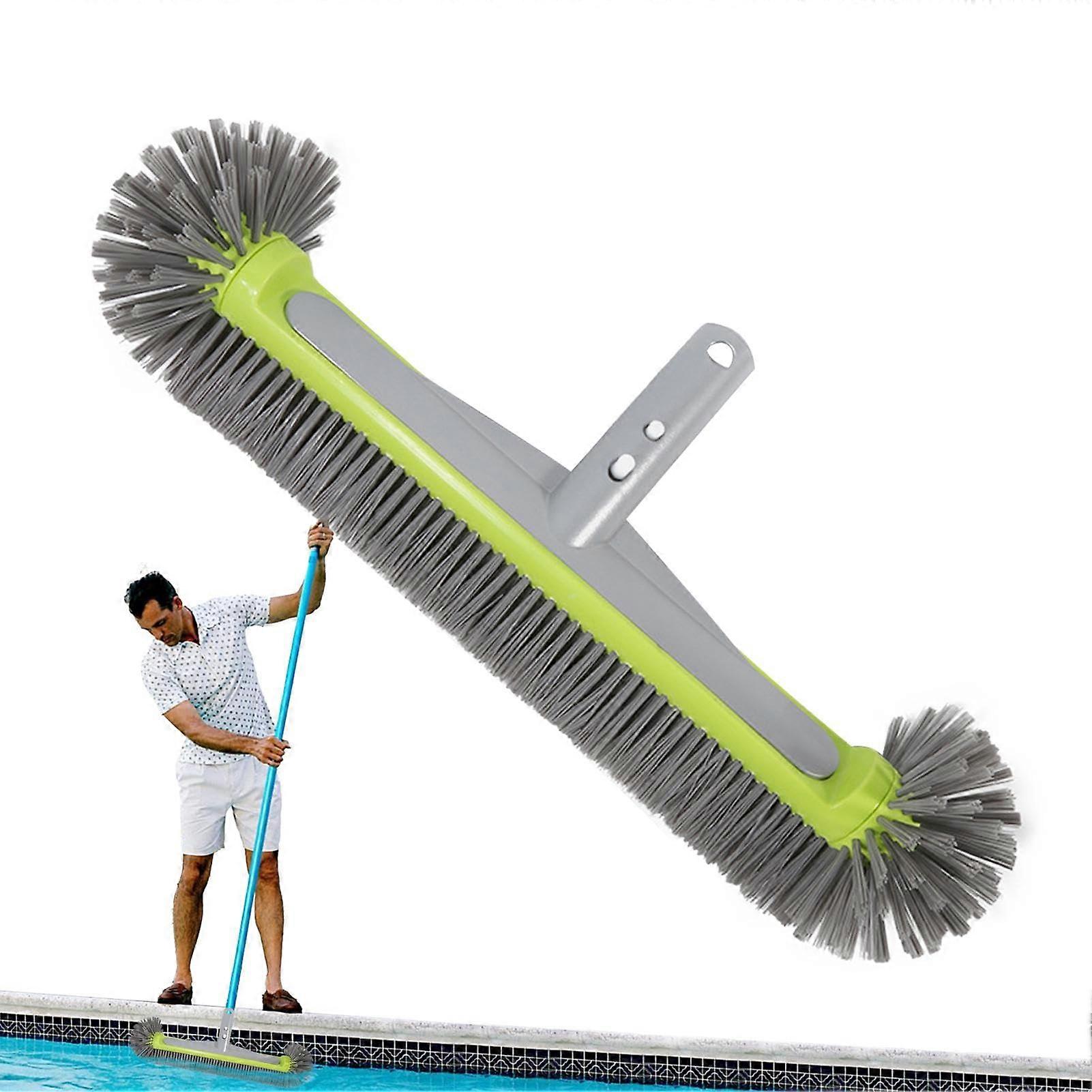 Pool Cleaning Brush with EZ Clips, Angled Nylon Bristles for Corners and Wide Pool Coverage