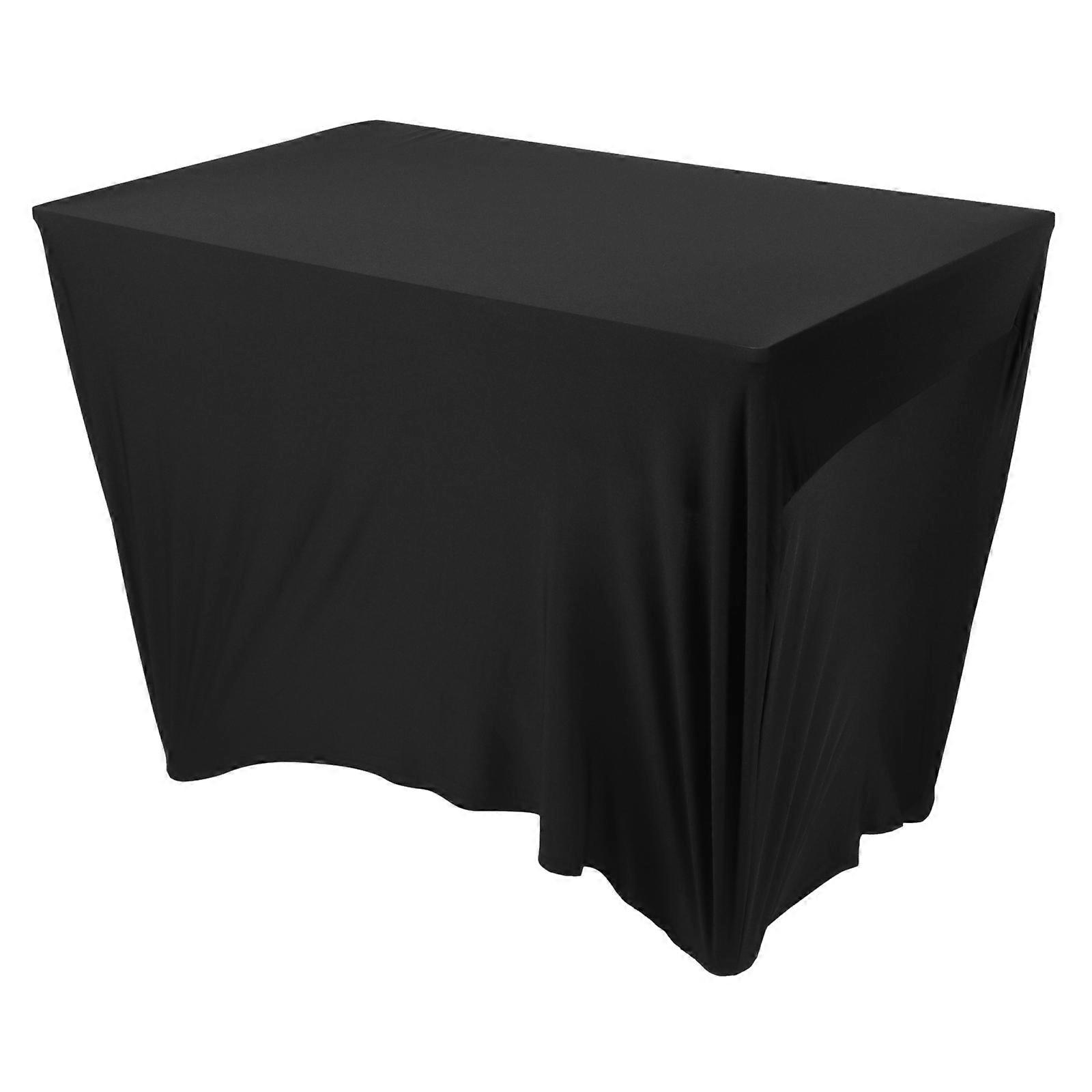 Black Rectangular Tablecloth Elastic for Decor Solid Fabric
