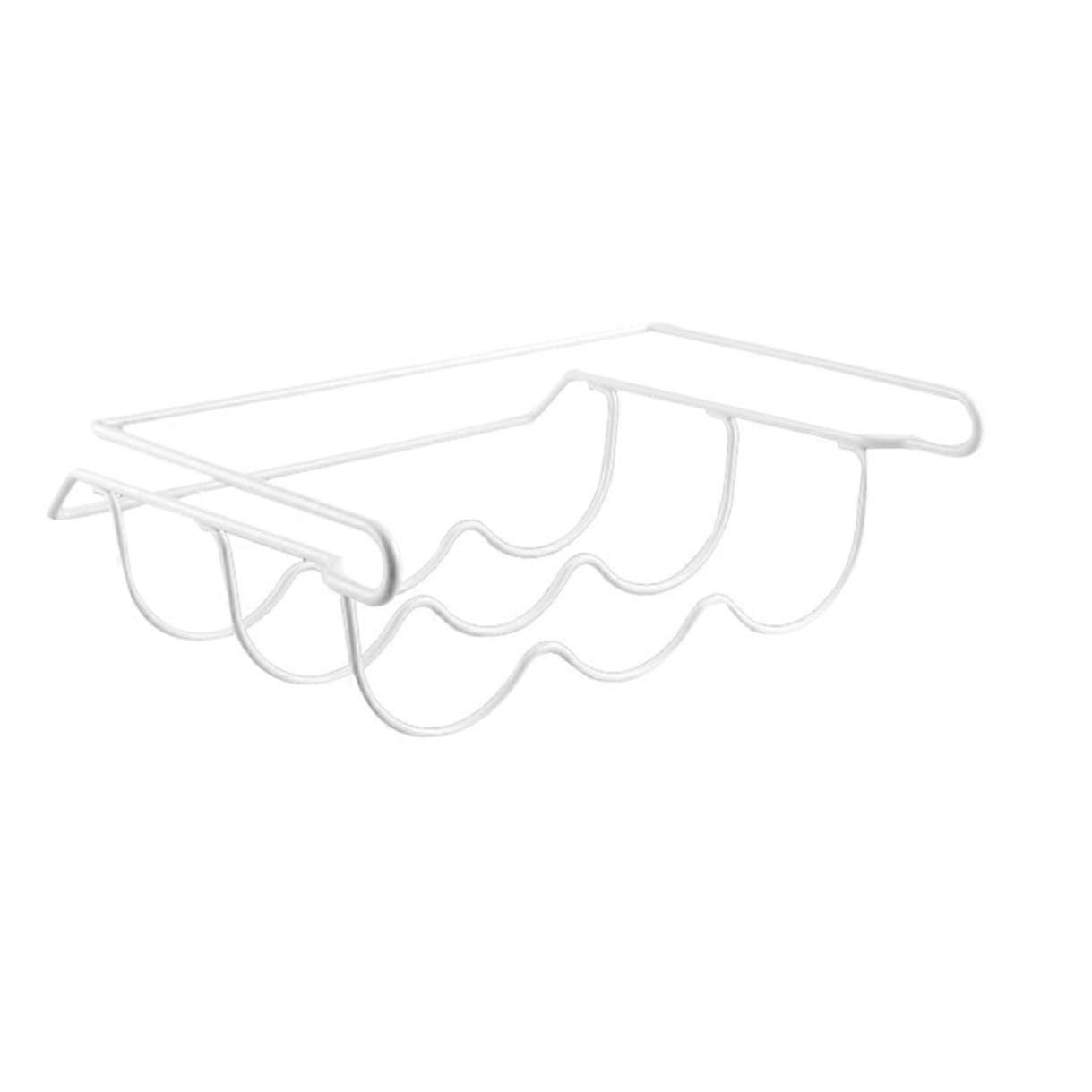 White Metal Under Shelf Fridge Bottle Holder, Stackable Wine Rack Organizer for SpaceSaving Storage