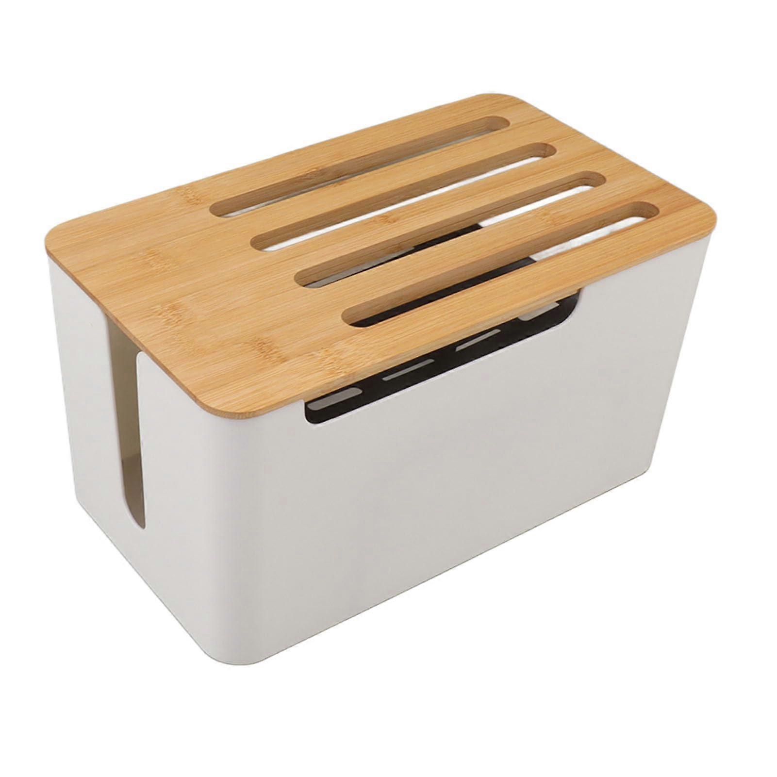 WiFi Router Storage Box Bamboo Organizer with Large Capacity Cable Management for MultiDevice Use