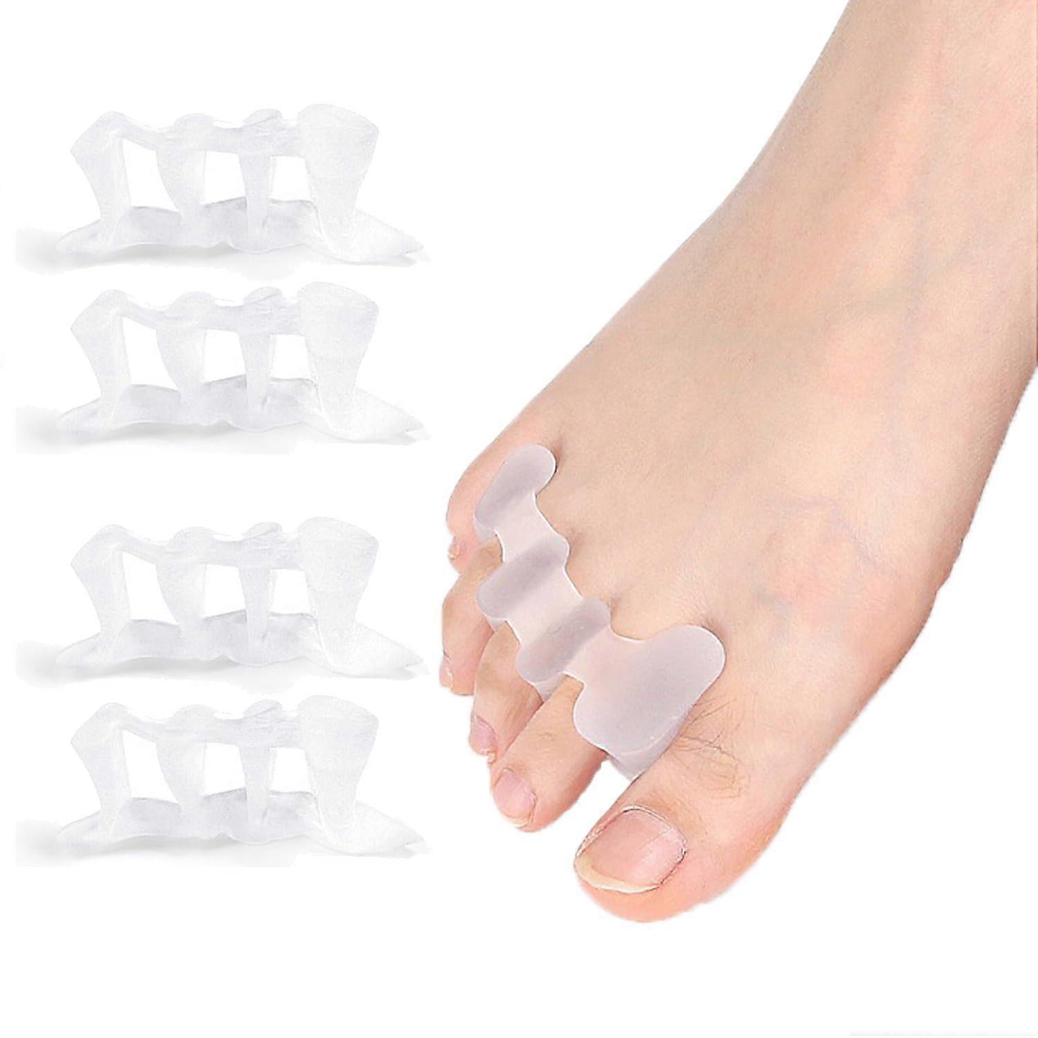 SEBS ThreeHole Toe Separator Spacer for Bunions Hammer Toe Overlapping Toes Transparent 4pcs