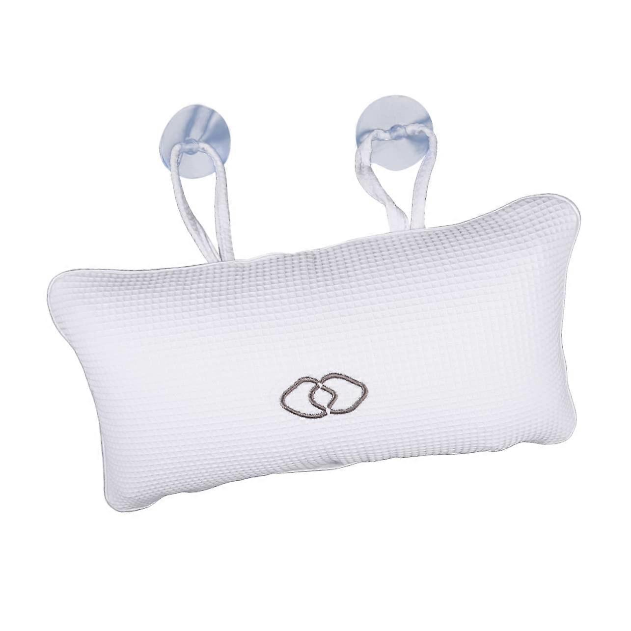 Inflatable Bath Pillow with Suction Cups for Neck Support, Breathable Mesh Spa Cushion for Bathtub