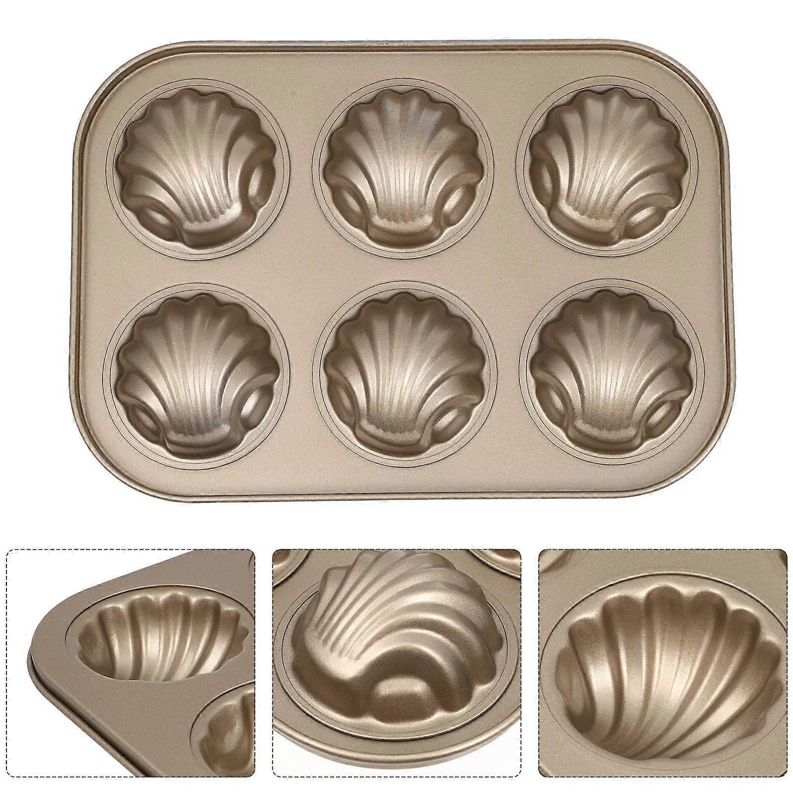 Golden Cake Mold Bakeware for Kitchen Use 1Pcs Shell Design Non-Stick Baking Tool