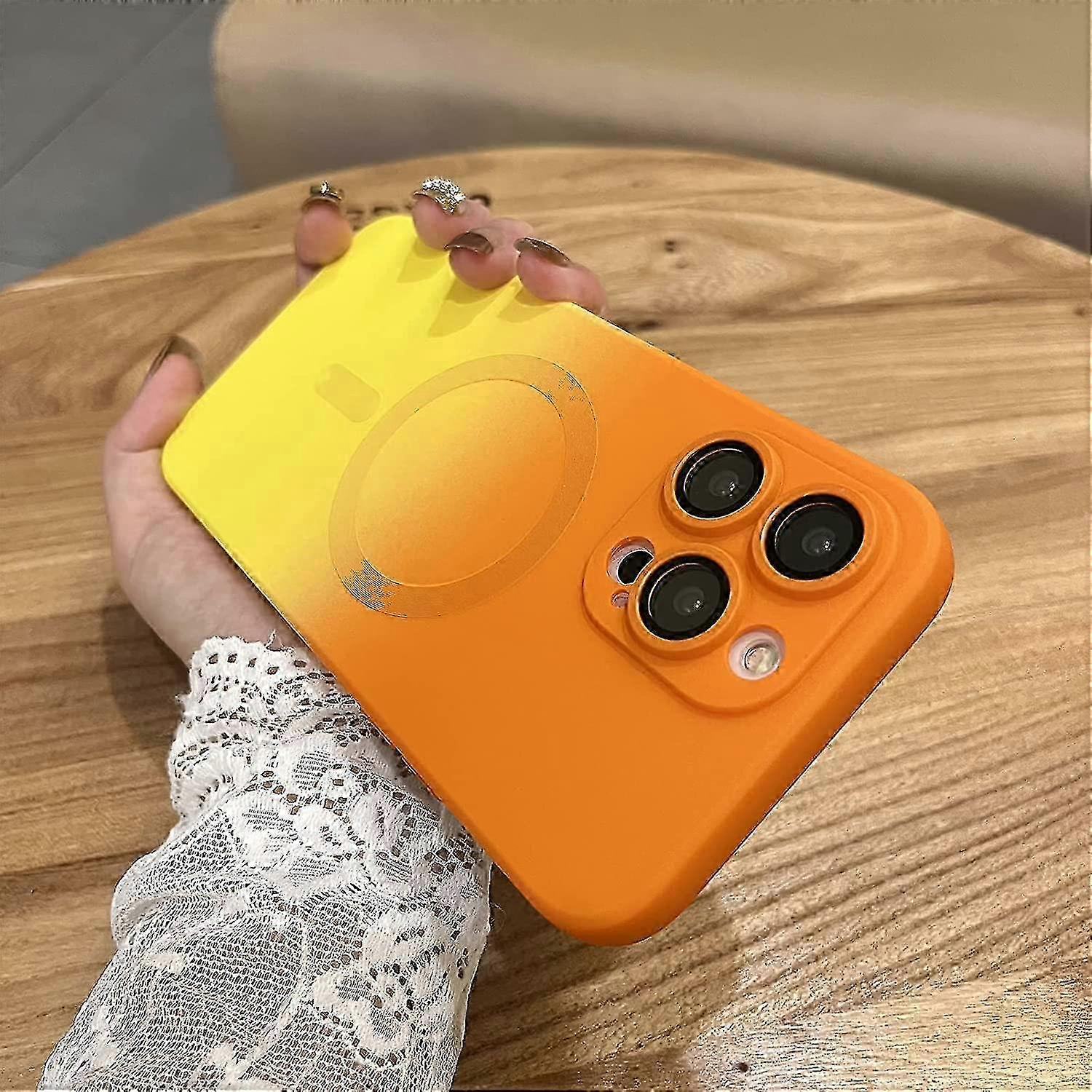 2026 Gradient Color Magnetic Magsafe Case Compatible With Iphone 14 Pro Max, Matte Case With Camera Lens Protector