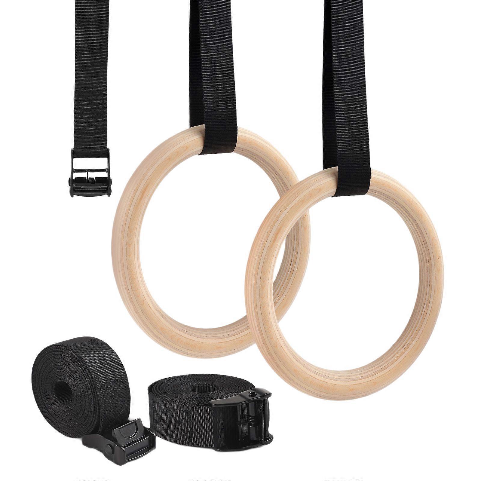 Wooden Premium Gymnastic Rings with Adjustable Straps