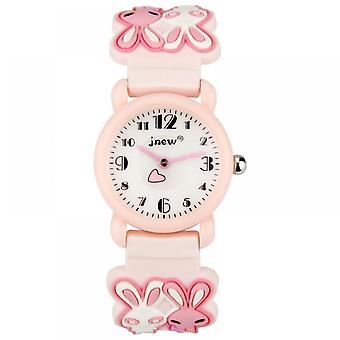 Veeki Kids Cartoon Roze Horloge Waterdichte Band Bunny Print Horloge voor Meisjes en Jongens 2-12 Jaar Oud, Beste Cadeau voor Kinderen