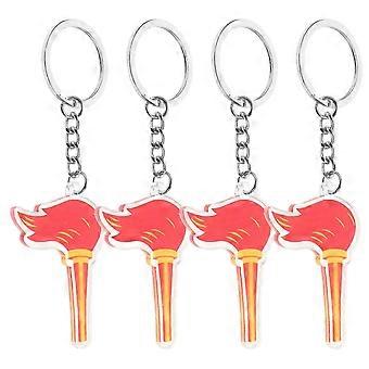 4pcs Cool Sports Metal Torch Badge Keyrings Ideal Party Favors Bag Pendants for Backpacks Suitable f