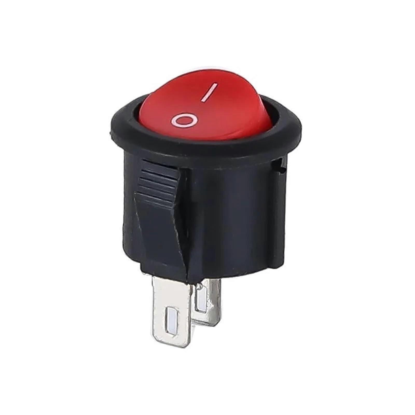 5PCS Black 2 Pin 20mm Round Rocker Switch KCD1 Red On Off Toggle Switch  Current Capacity