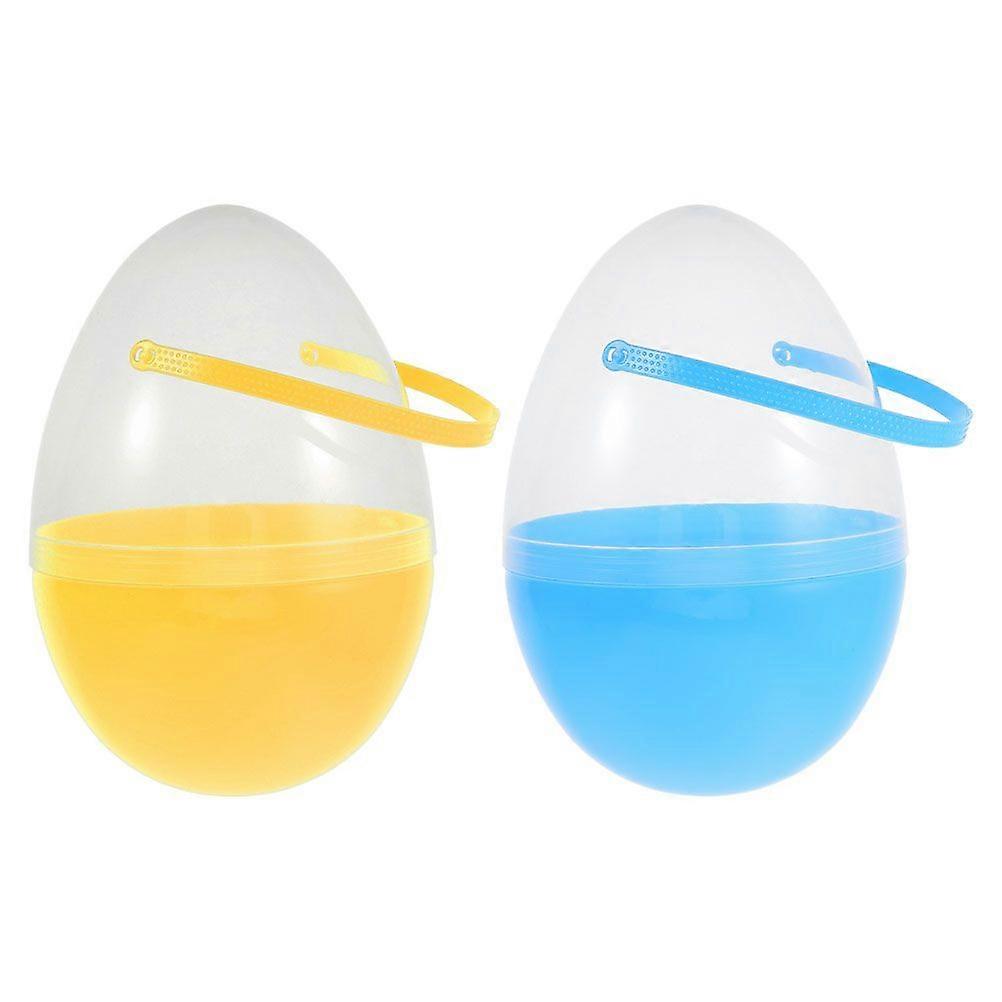 2pcs Opening Easter Egg with Handle Decorative Easter Egg Baskets for Easter Hunt Fillable Transparent Egg Container Easter Party Supplies Decor
