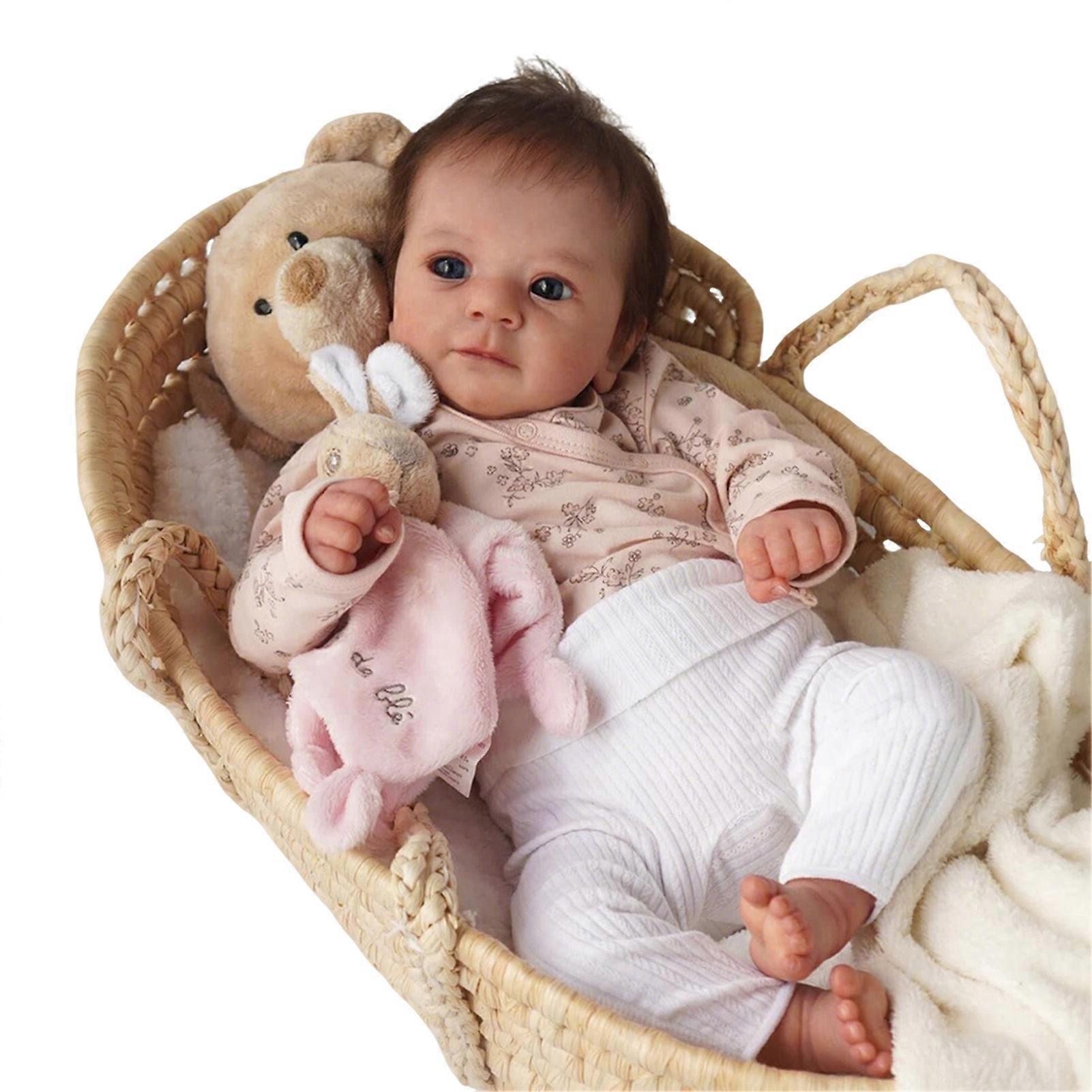 Boneca Reborn de Vinil de Silicone Macio de 48 cm (19 polegadas) - Brinquedo para Presente - Bebê Reborn com Cabelo - Brinquedos para Bebê