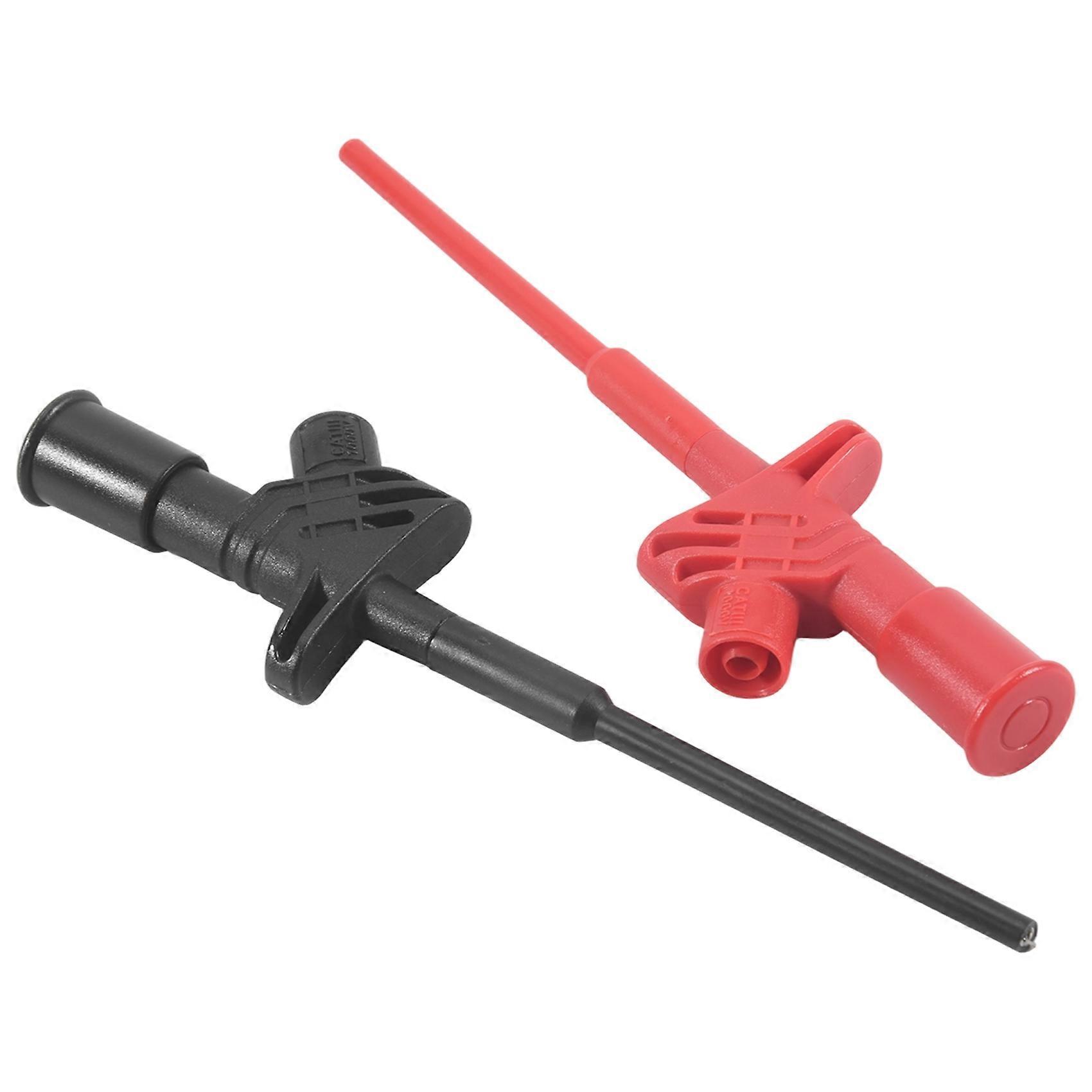 2pcs Quick Test Hook Clip Professional Insulated High Voltage Flexible Testing Probe 4mm Banana Socket Red and Black