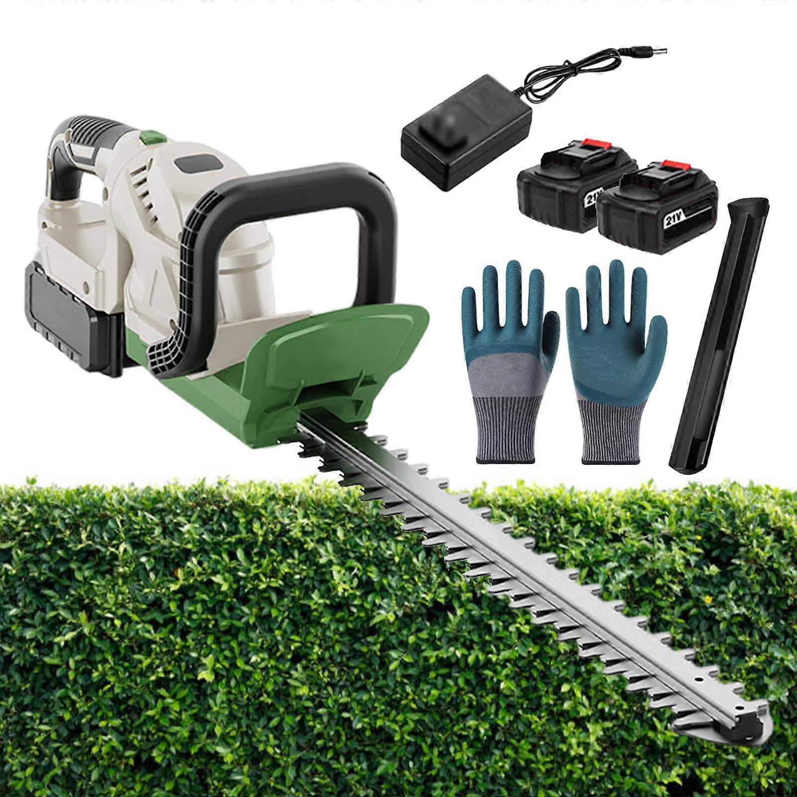 21V Cordless Hedge Trimmer 510mm Double Blade with Dual Battery Pack for Extended Runtime