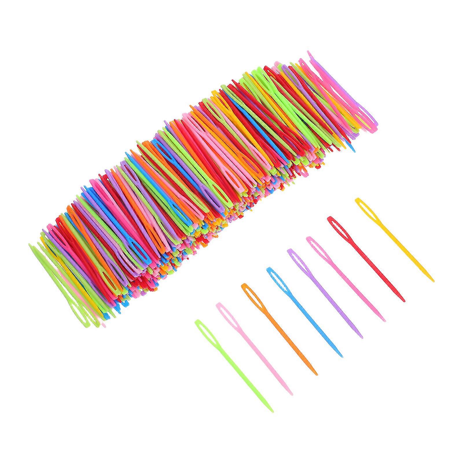 Plastic Sewing Needles Large Eye for Yarn Weaving 2000Pcs Assorted Colors