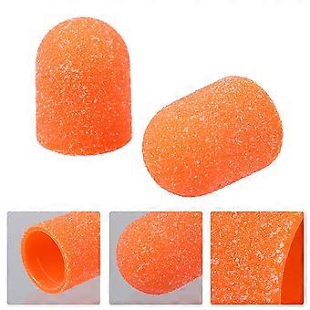 Nail Grinding Head Manicure Tool with Sanding Caps 10Pcs Plastic Orange