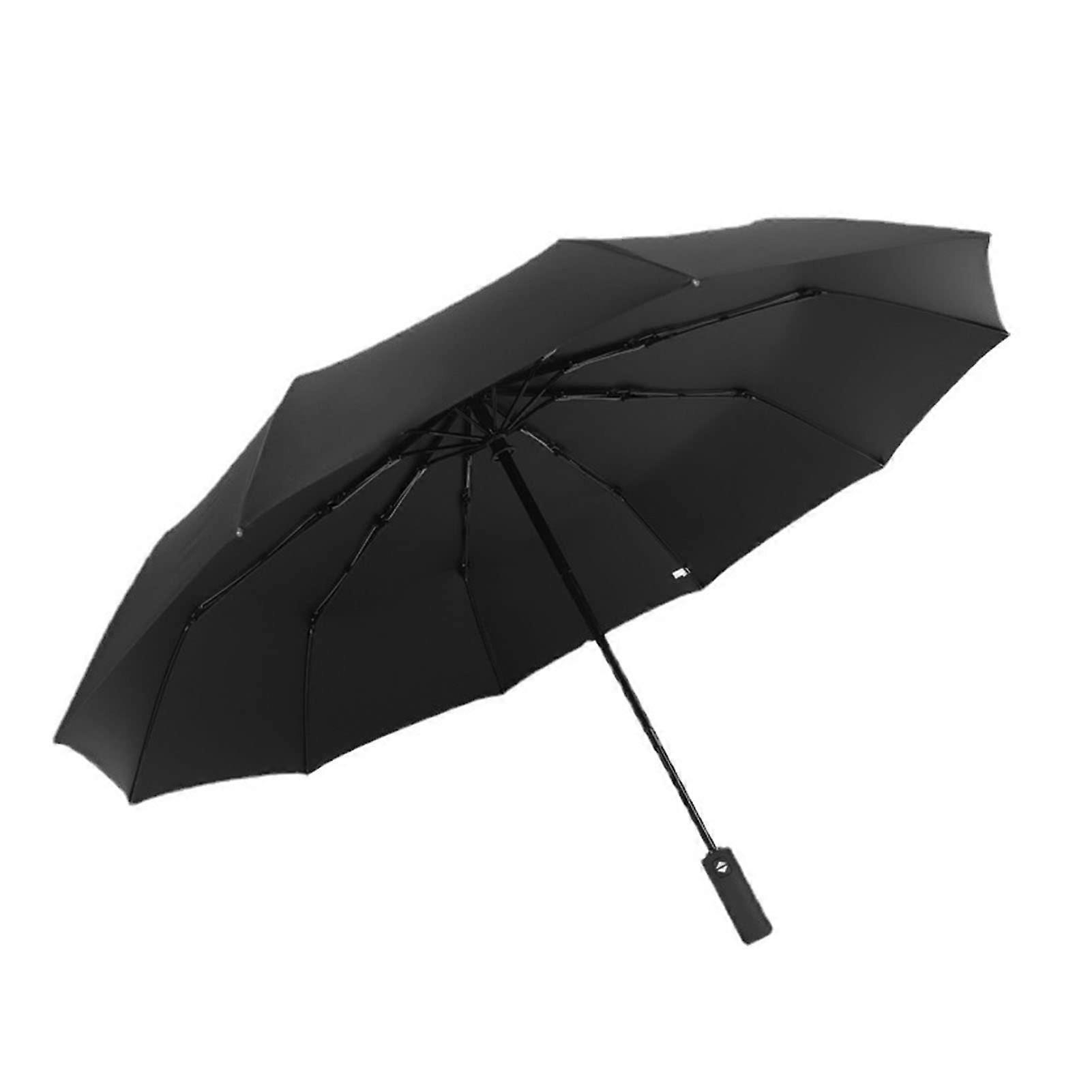 Compact Travel Umbrella Black Automatic Open Close Windproof Folding Sun and Rain