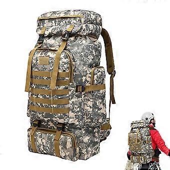 80L Military Tactical Backpack for Men, Waterproof Oxford Hiking Rucksack with Molle System, Urban Camouflage