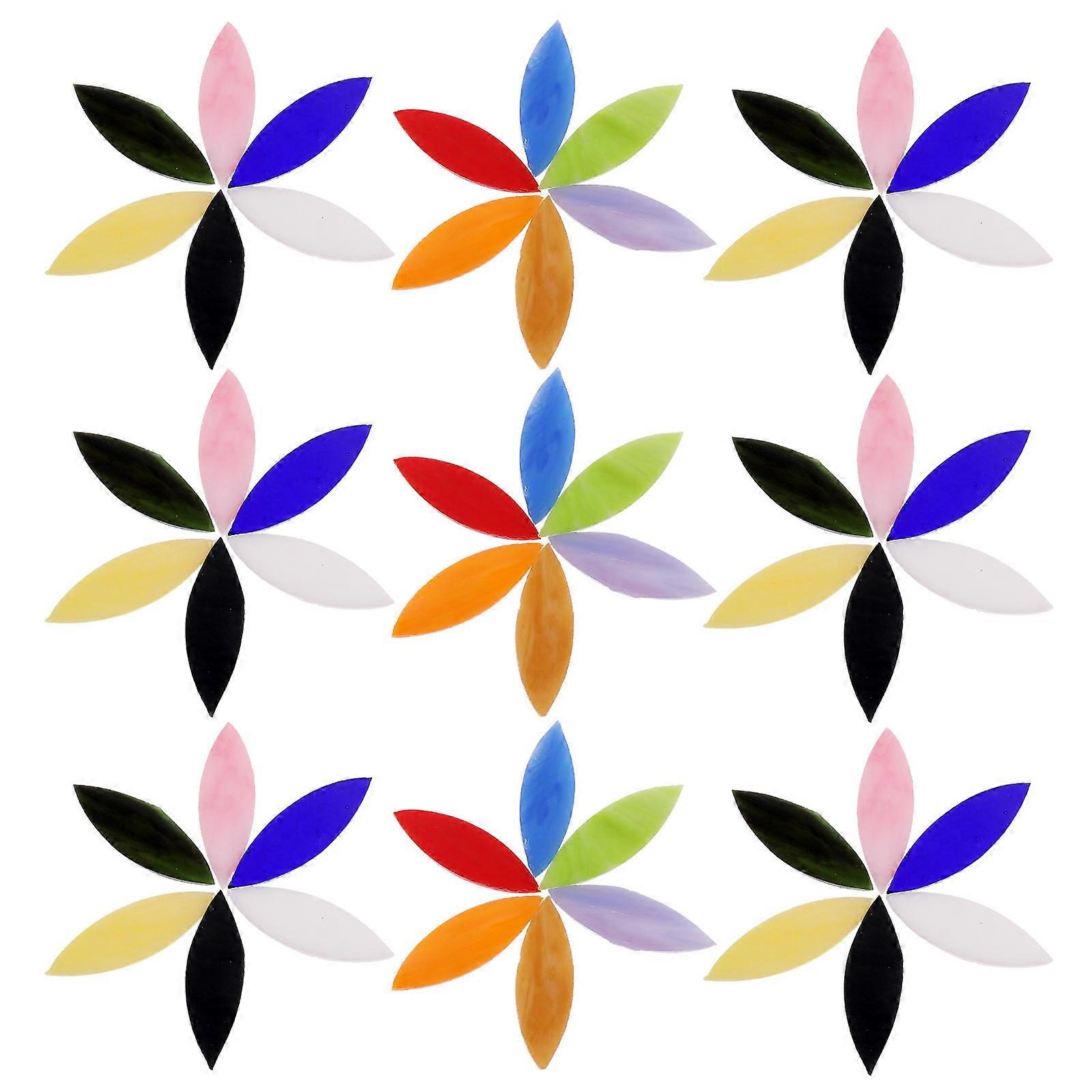 28Pcs Iridescent Glass Leaf Tiles for Crafts with Decorative Function